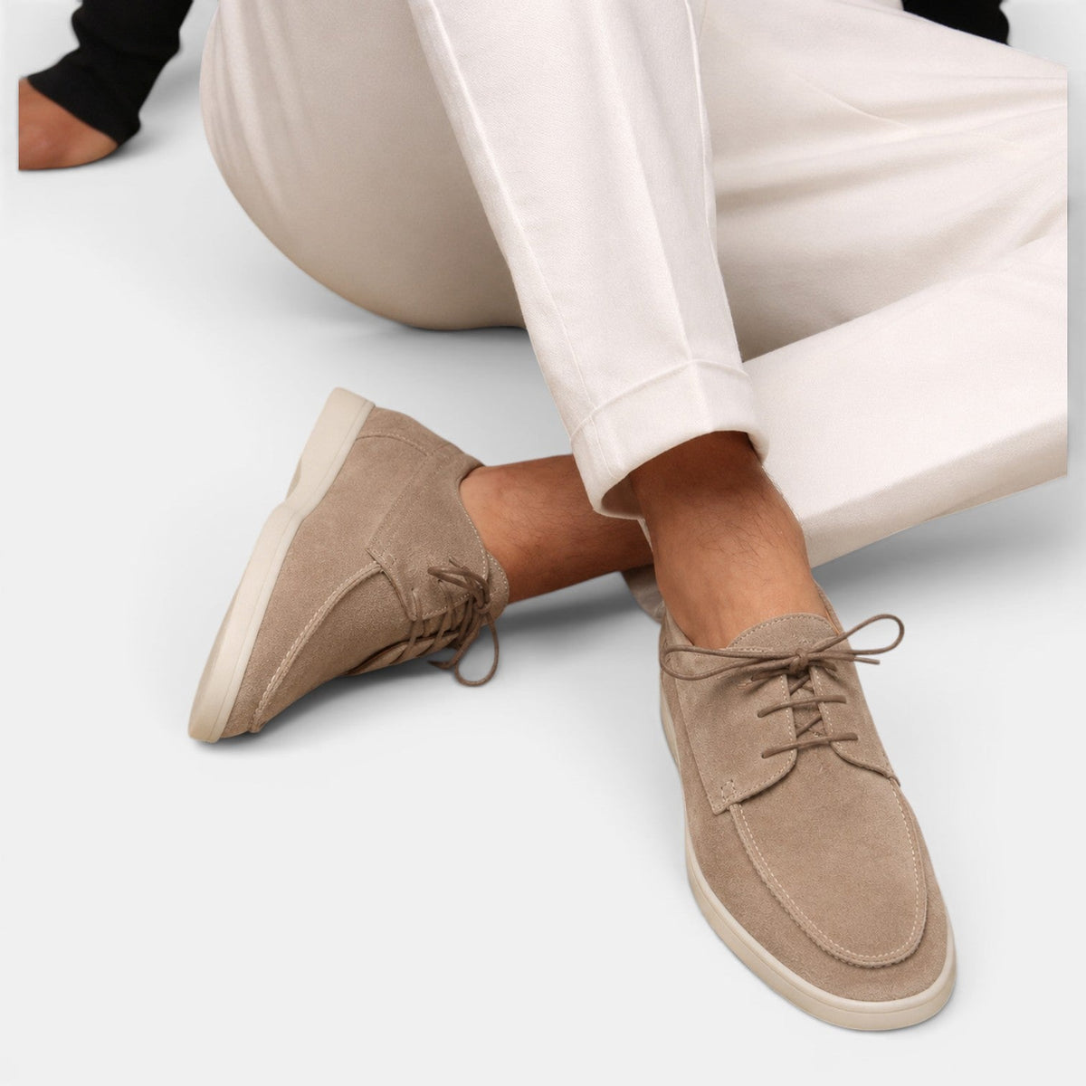 Rowenfield Men's Moccasin Shoes Suede-Look Lace-Up