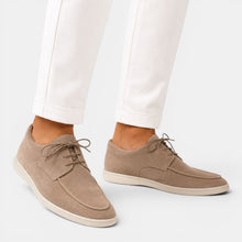 Rowenfield Men's Moccasin Shoes Suede-Look Lace-Up