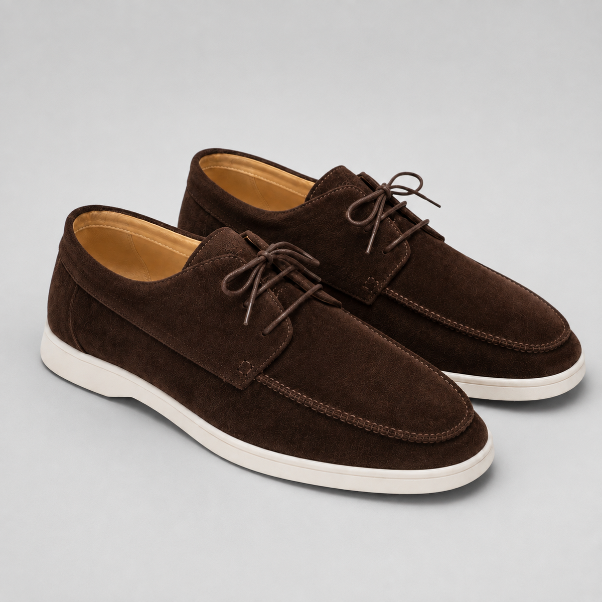 Rowenfield Men's Moccasin Shoes Suede-Look Lace-Up