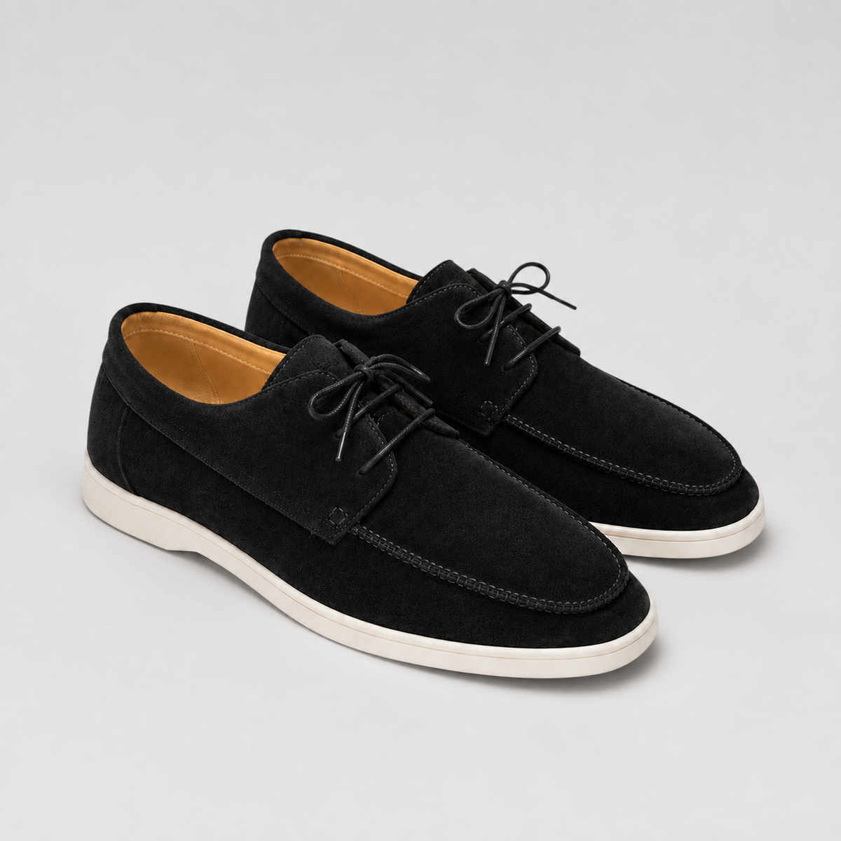 Rowenfield Men's Moccasin Shoes Suede-Look Lace-Up