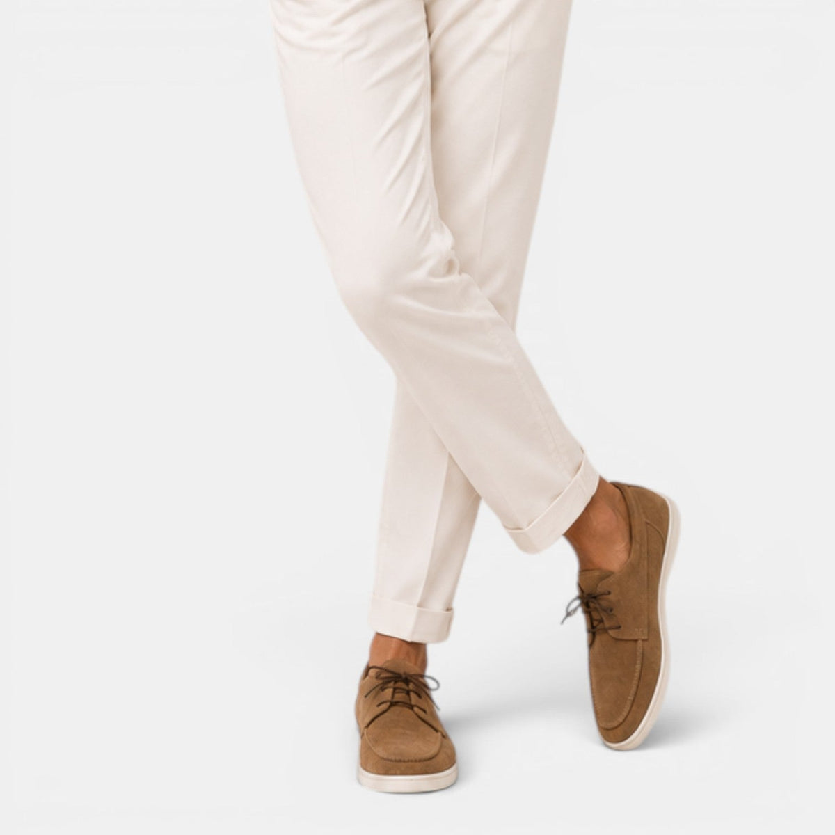 Rowenfield Men's Moccasin Shoes Suede-Look Lace-Up