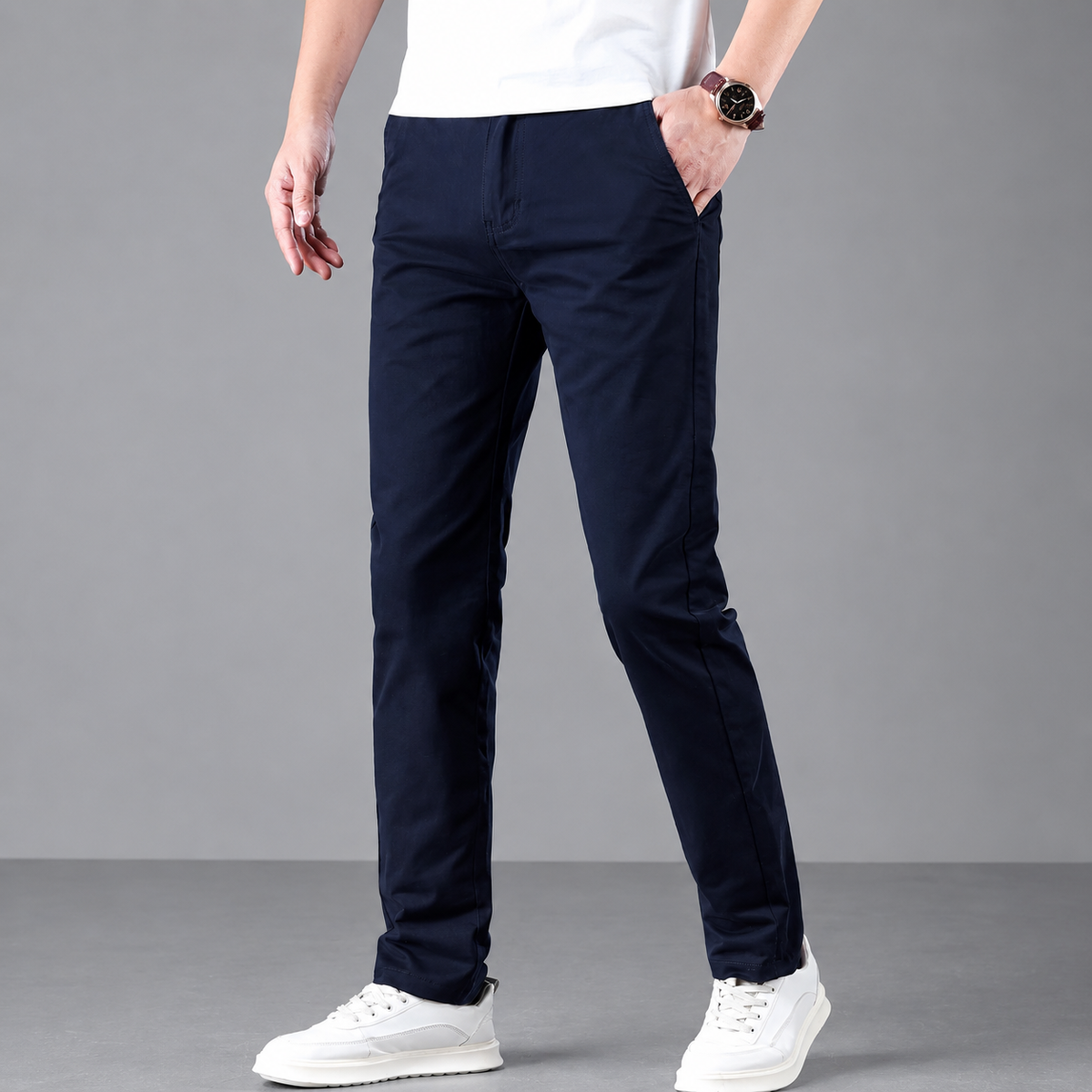 Rowenfield Men's Slim Fit Work Trousers with Straight Leg