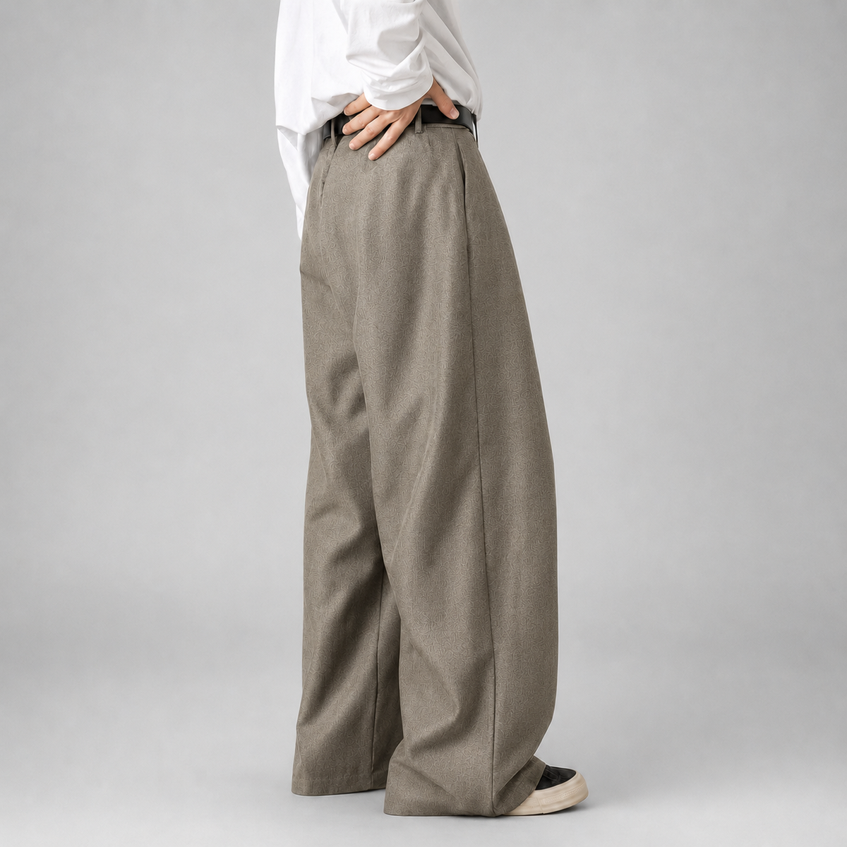 Rowenfield Men's Wide Leg Trousers Pleated High Waist Tailored