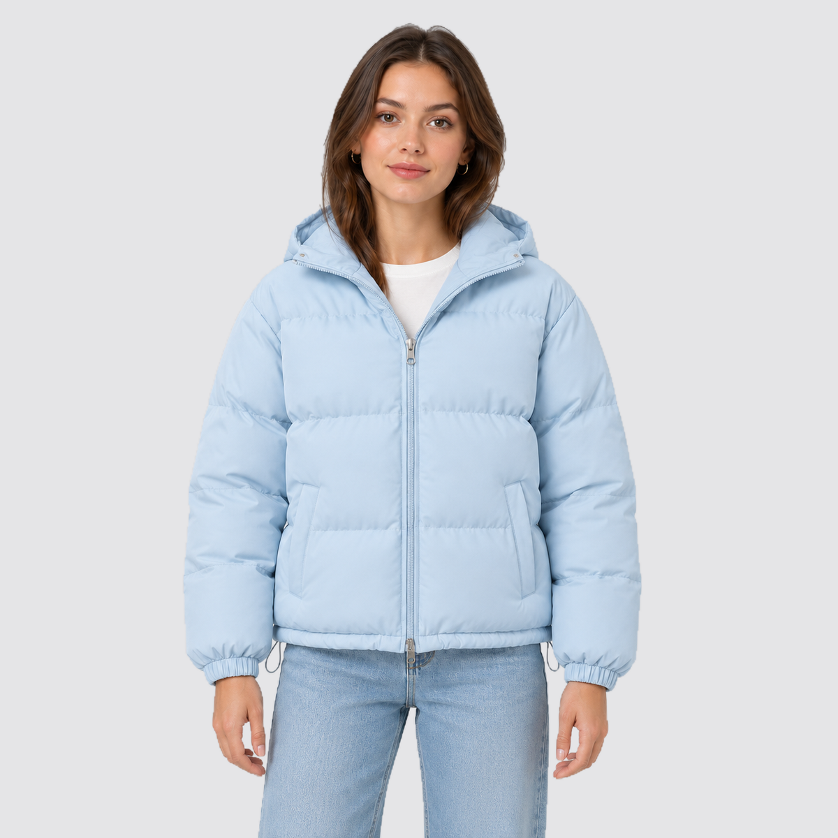 Rowenfield hooded puffer jacket - baby-blue - front