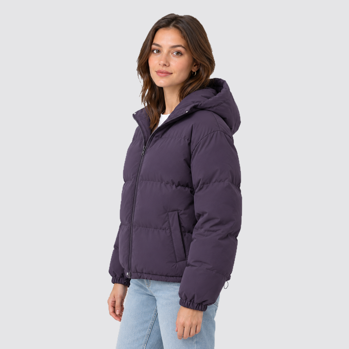 Rowenfield hooded puffer jacket - purple - side