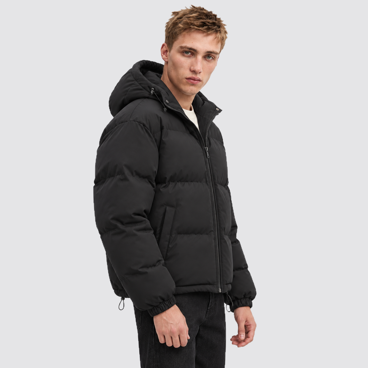 Rowenfield hooded puffer jacket - black - side