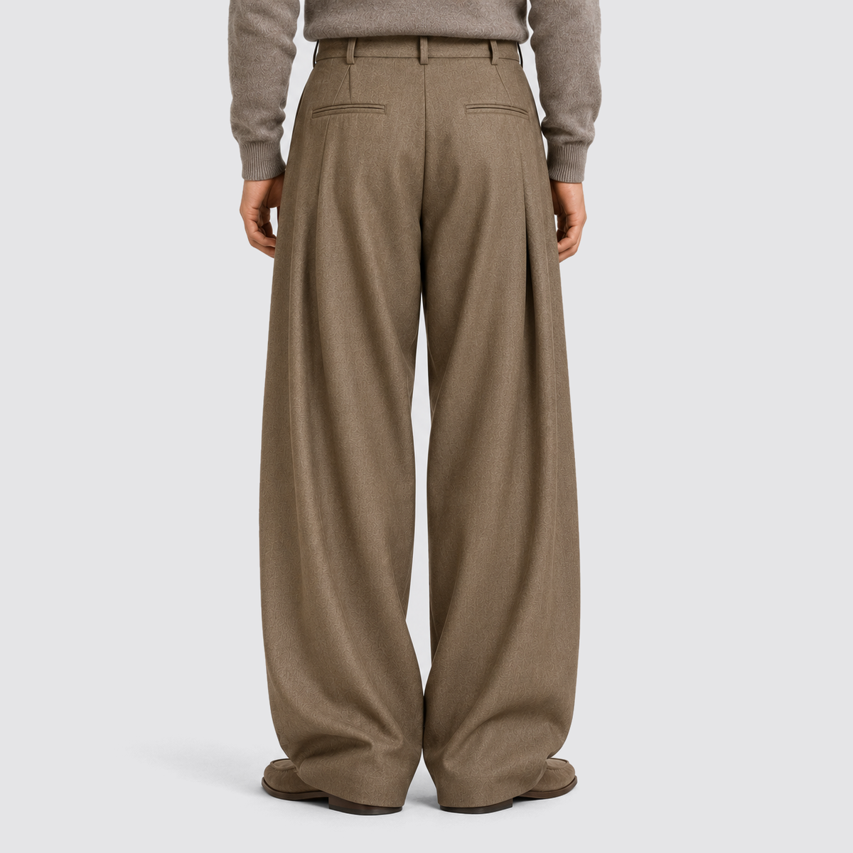 Rowenfield high-waist-light-brown trousers rear view