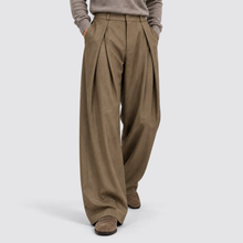 Rowenfield Wide Leg Pleated High Waist – Light Brown – 02