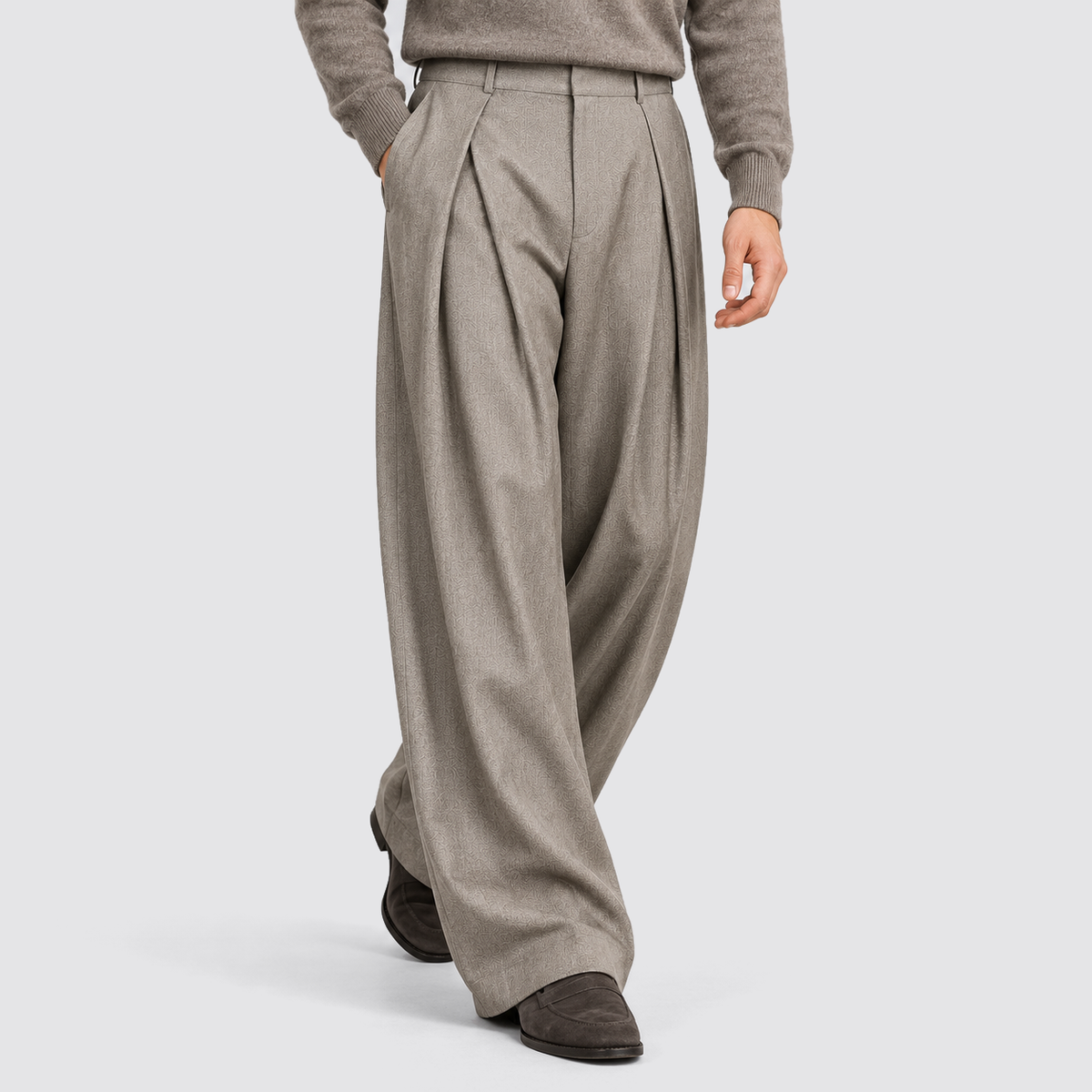 Rowenfield Wide Leg Pleated High Waist – gray – 02