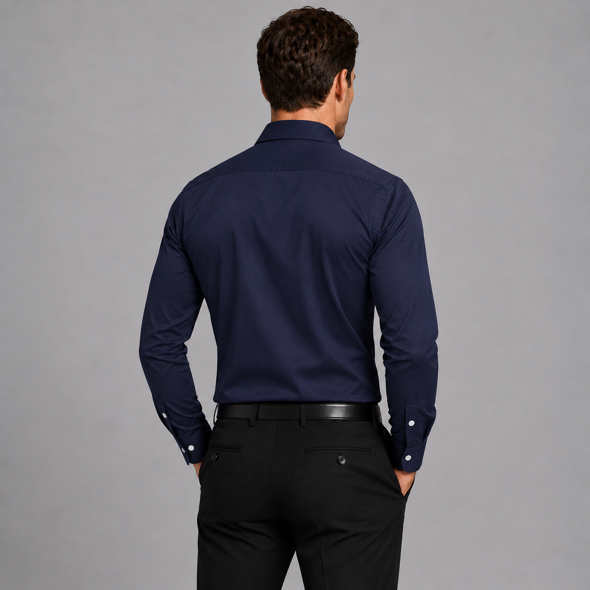 Rowenfield Men's Slim Fit Satin Stretch Shirt  studio product photo 2