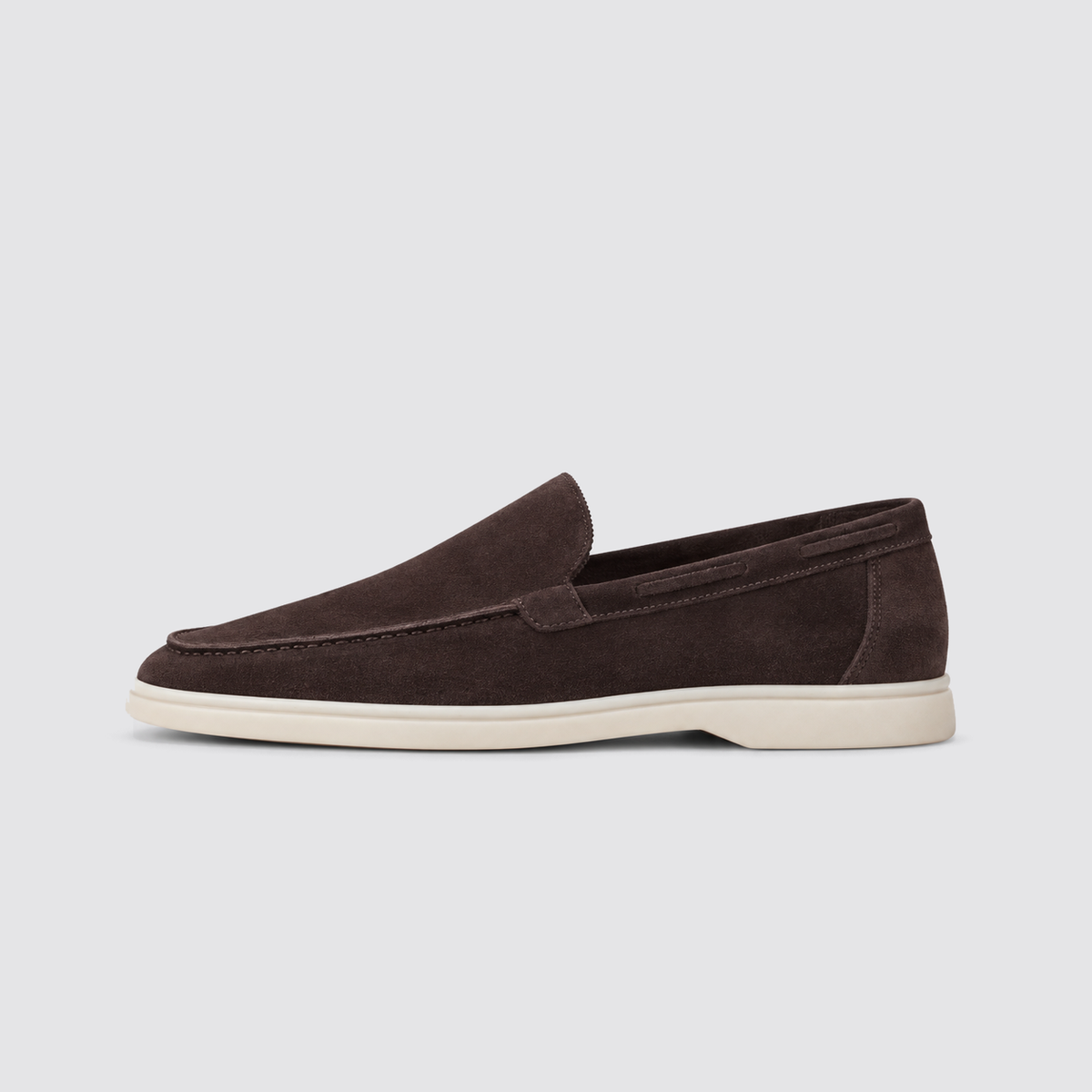Dark Brown suede loafer, side profile