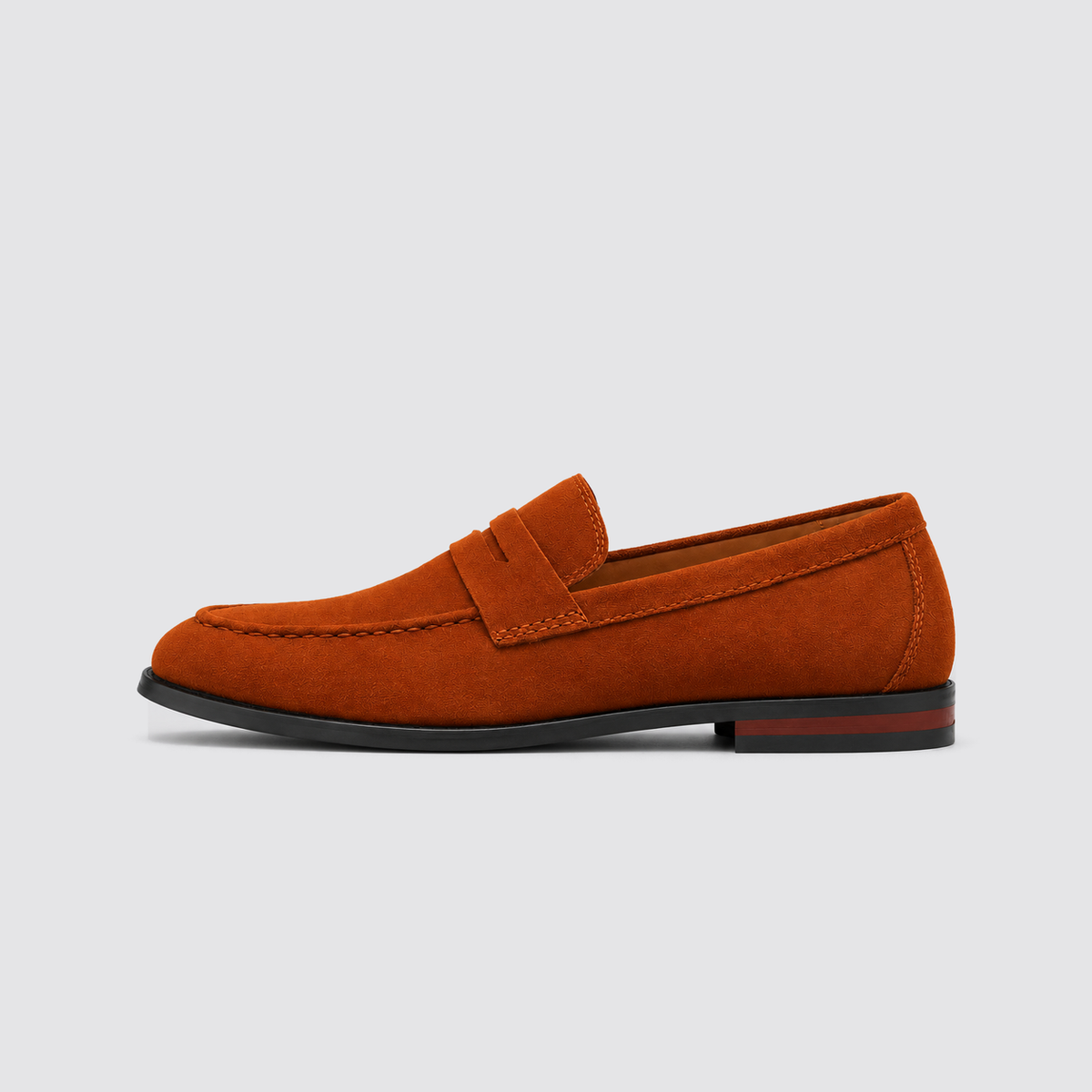 Bronze suede penny loafer side profile