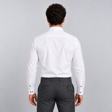 Rowenfield Men's Wrinkle-Free Formal Shirt – White (Black Buttons) – back
