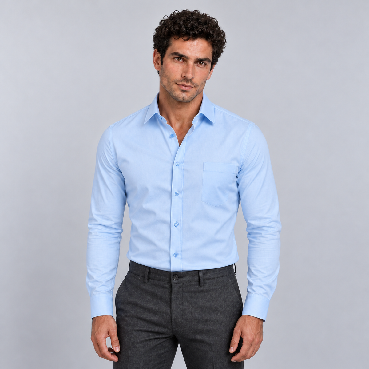 Rowenfield Men's Wrinkle-Free Formal Shirt – Heaven Blue – front