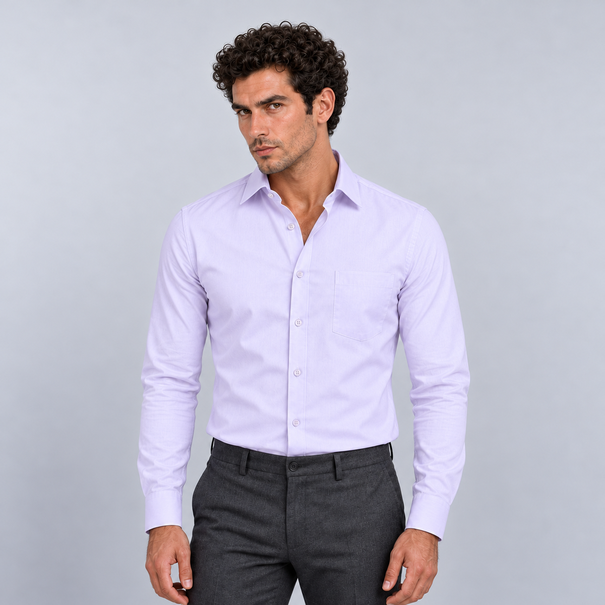 Rowenfield Men's Wrinkle-Free Formal Shirt – Light Purple – front