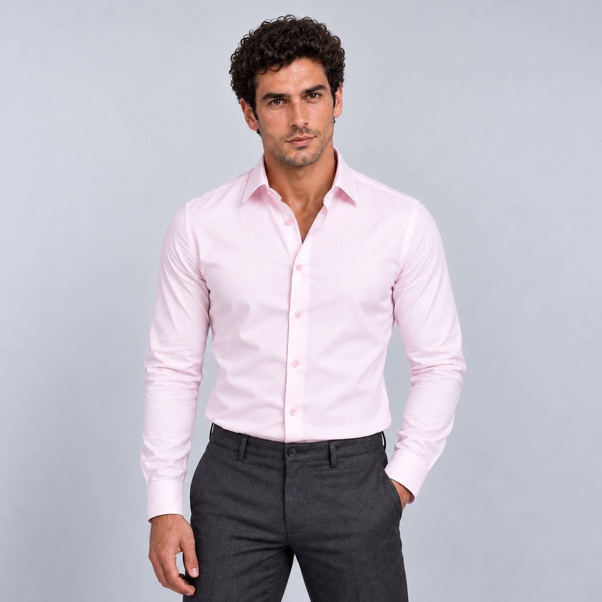 Rowenfield Men's Wrinkle-Free Formal Shirt – Pink – front