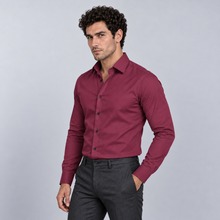 Rowenfield Men's Wrinkle-Free Formal Shirt – Wine Red – front