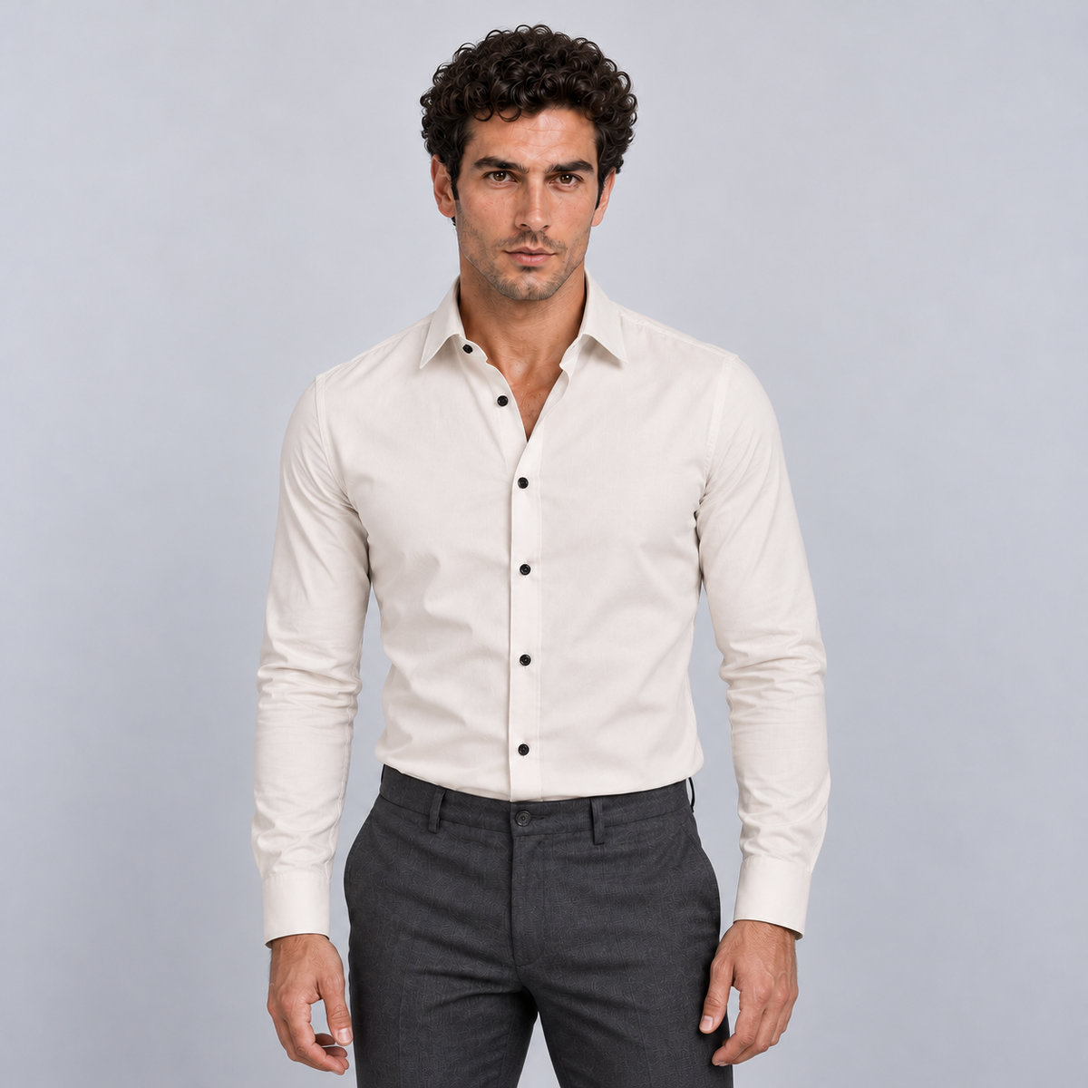 Rowenfield Men's Wrinkle-Free Formal Shirt – Beige – front