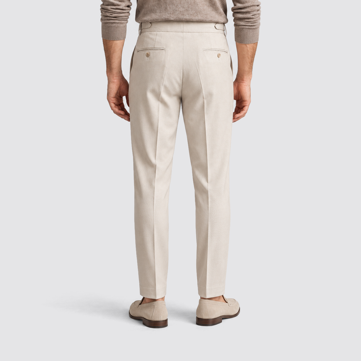 Rowenfield tailored-beige trousers rear view