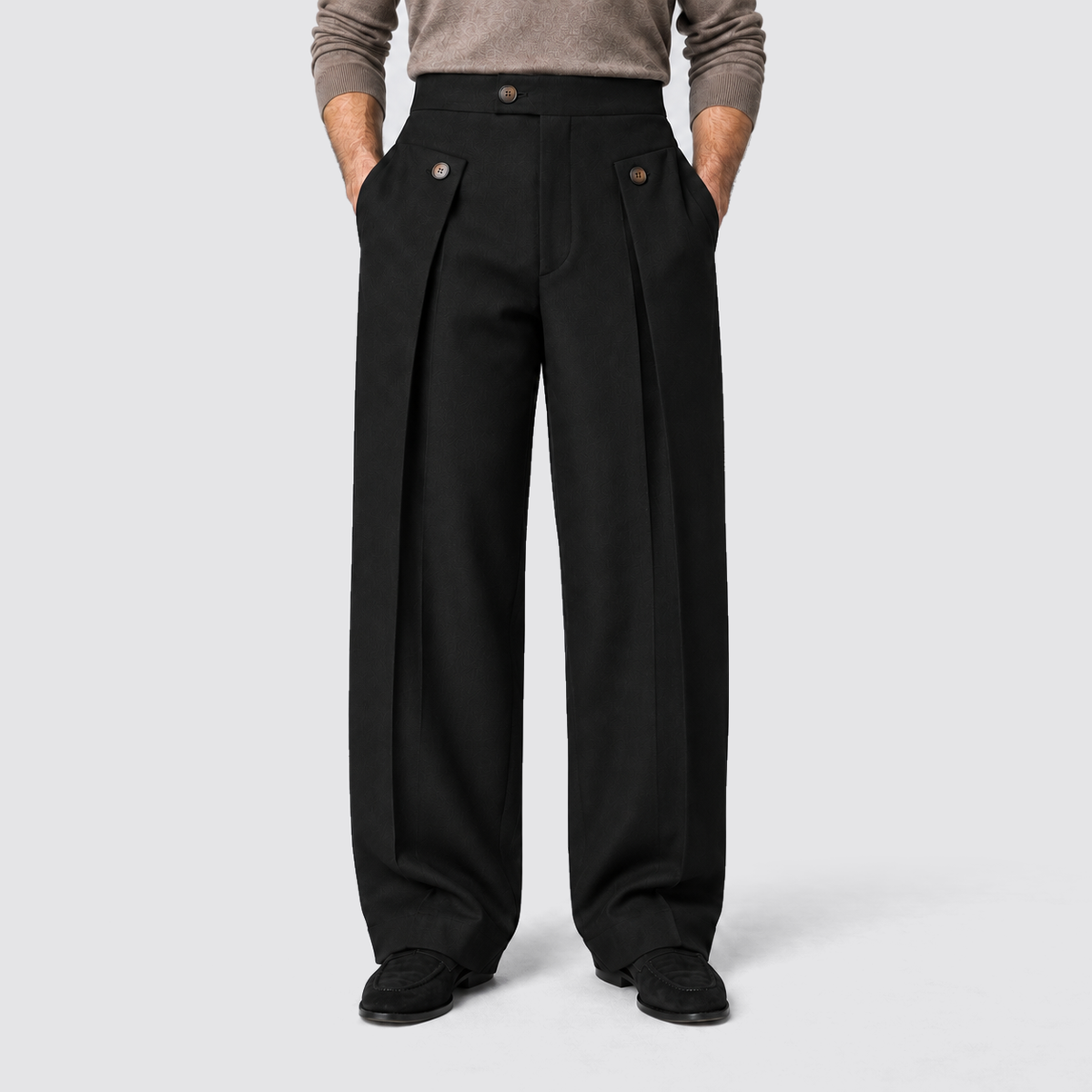 Rowenfield wide leg trousers - Black - frontaal