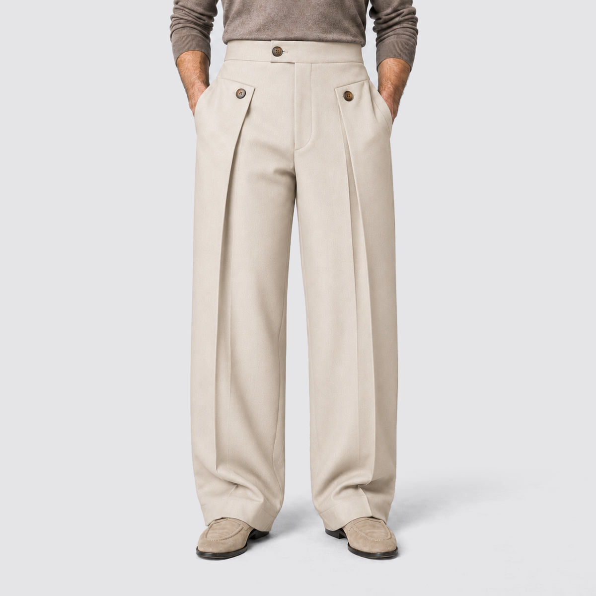 Rowenfield wide leg trousers - Beige - frontaal