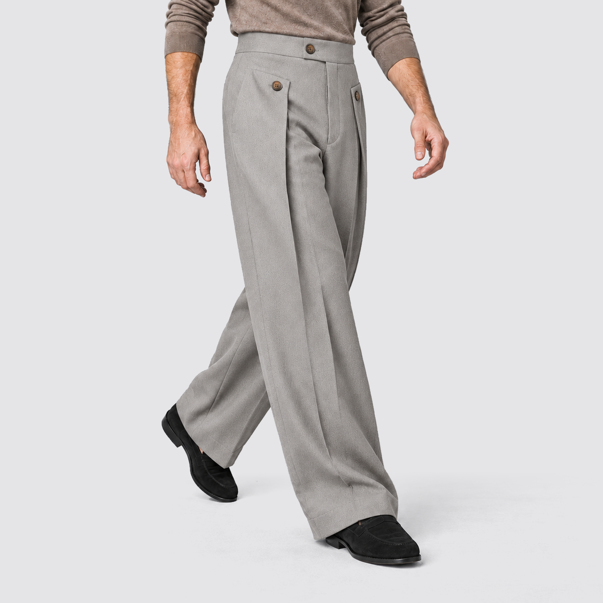 Rowenfield wide leg trousers - gray - lopend driekwart