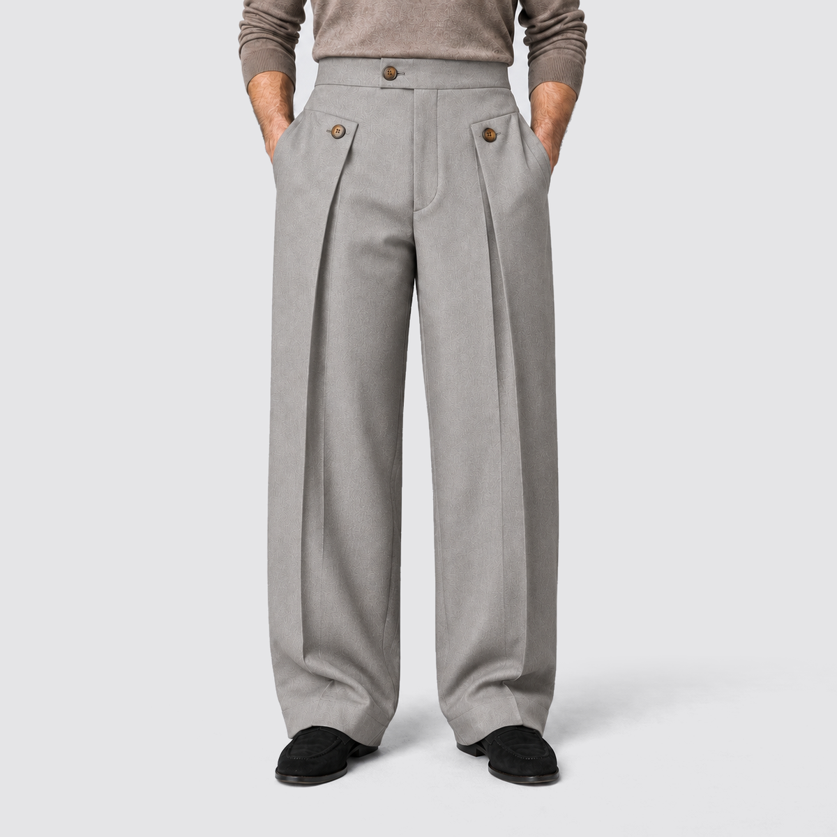 Rowenfield wide leg trousers - gray - frontaal
