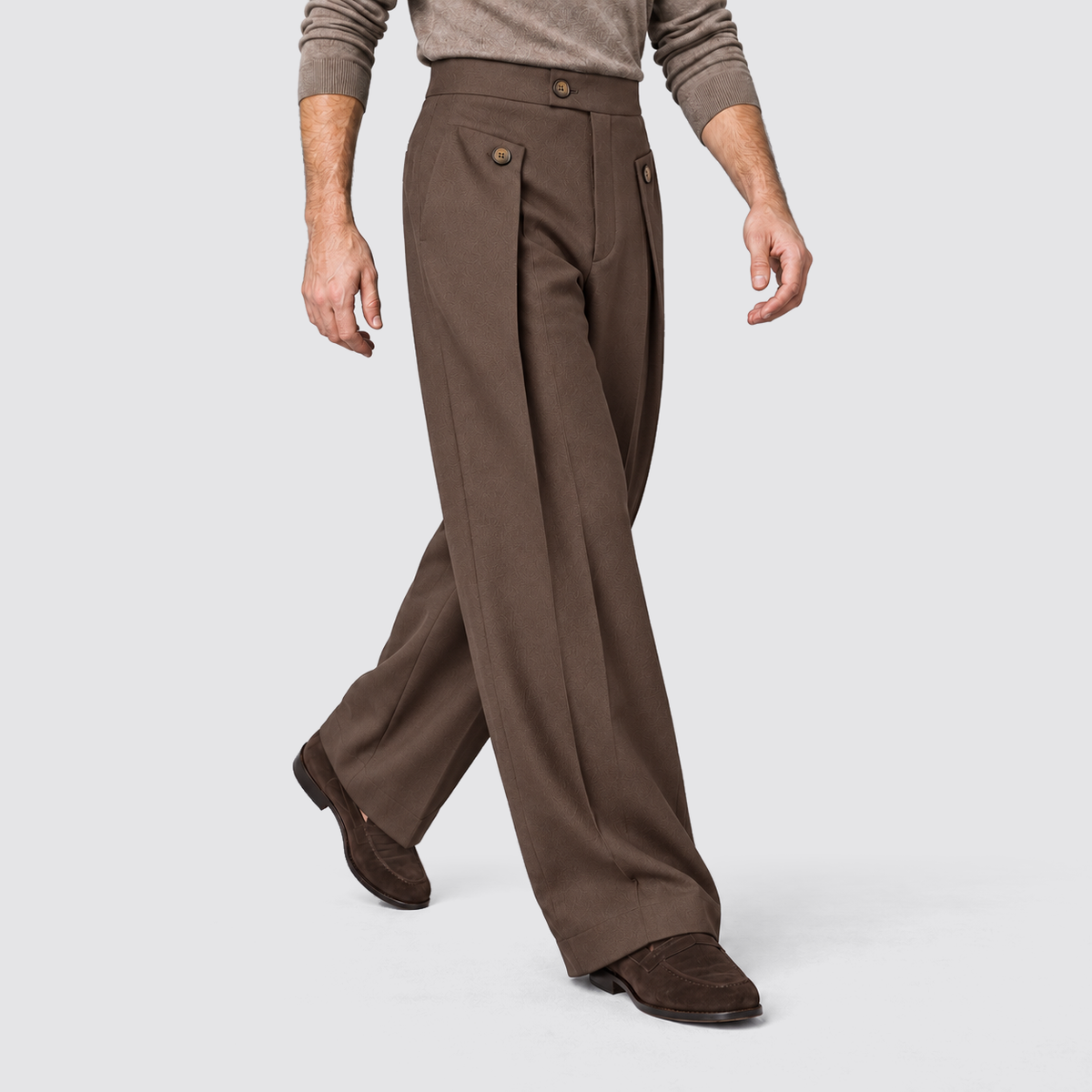 Rowenfield wide leg trousers - Brown - lopend driekwart