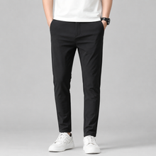 Rowenfield Men's Slim Fit Stretch Pants with Straight Leg Black studio product photo