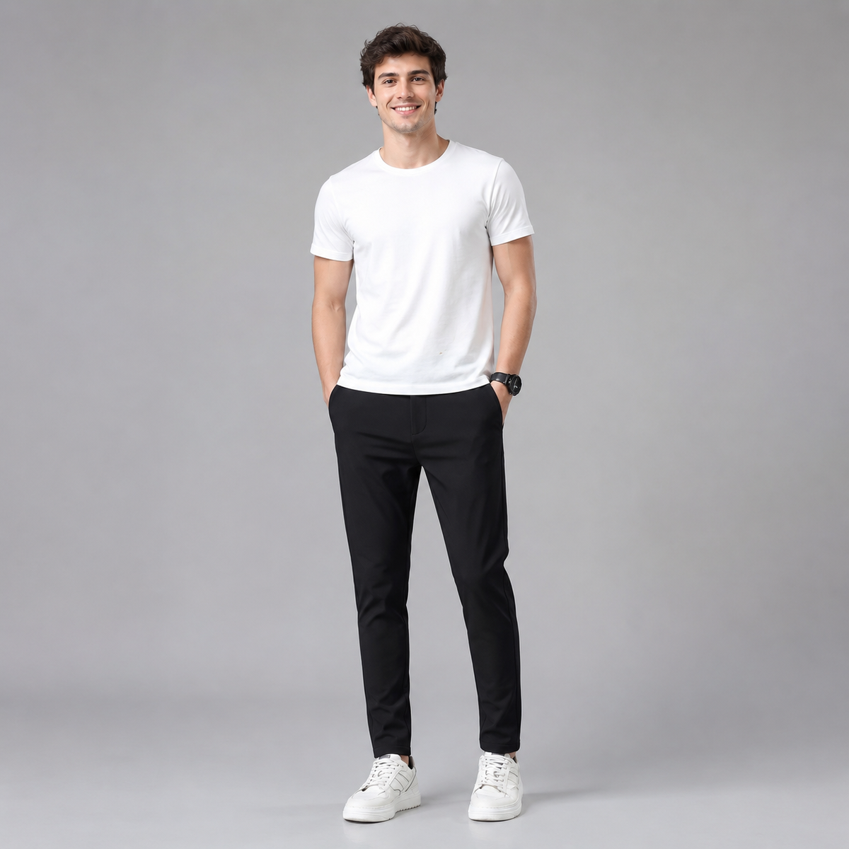 Rowenfield Men's Slim Fit Stretch Pants with Straight Leg  studio product photo