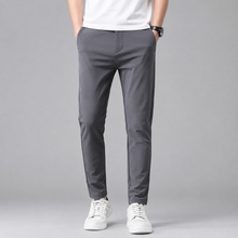 Rowenfield Men's Slim Fit Stretch Pants with Straight Leg Gray studio product photo