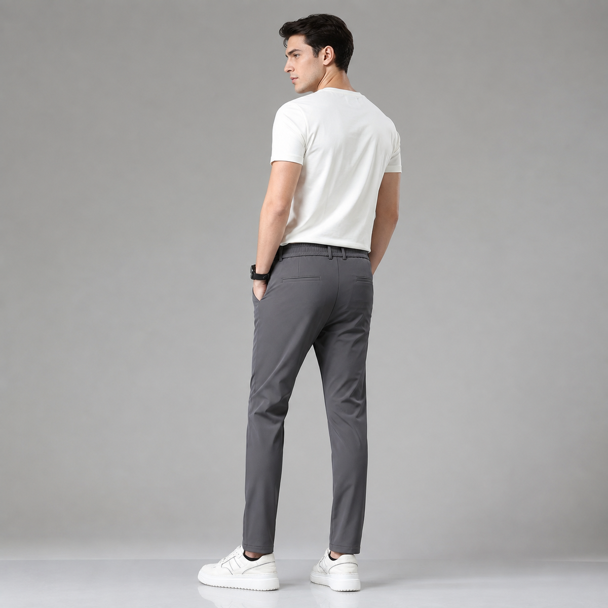 Rowenfield Men's Slim Fit Stretch Pants with Straight Leg  studio product photo