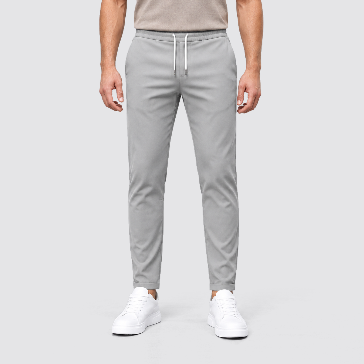 Rowenfield drawstring trousers - gray - front