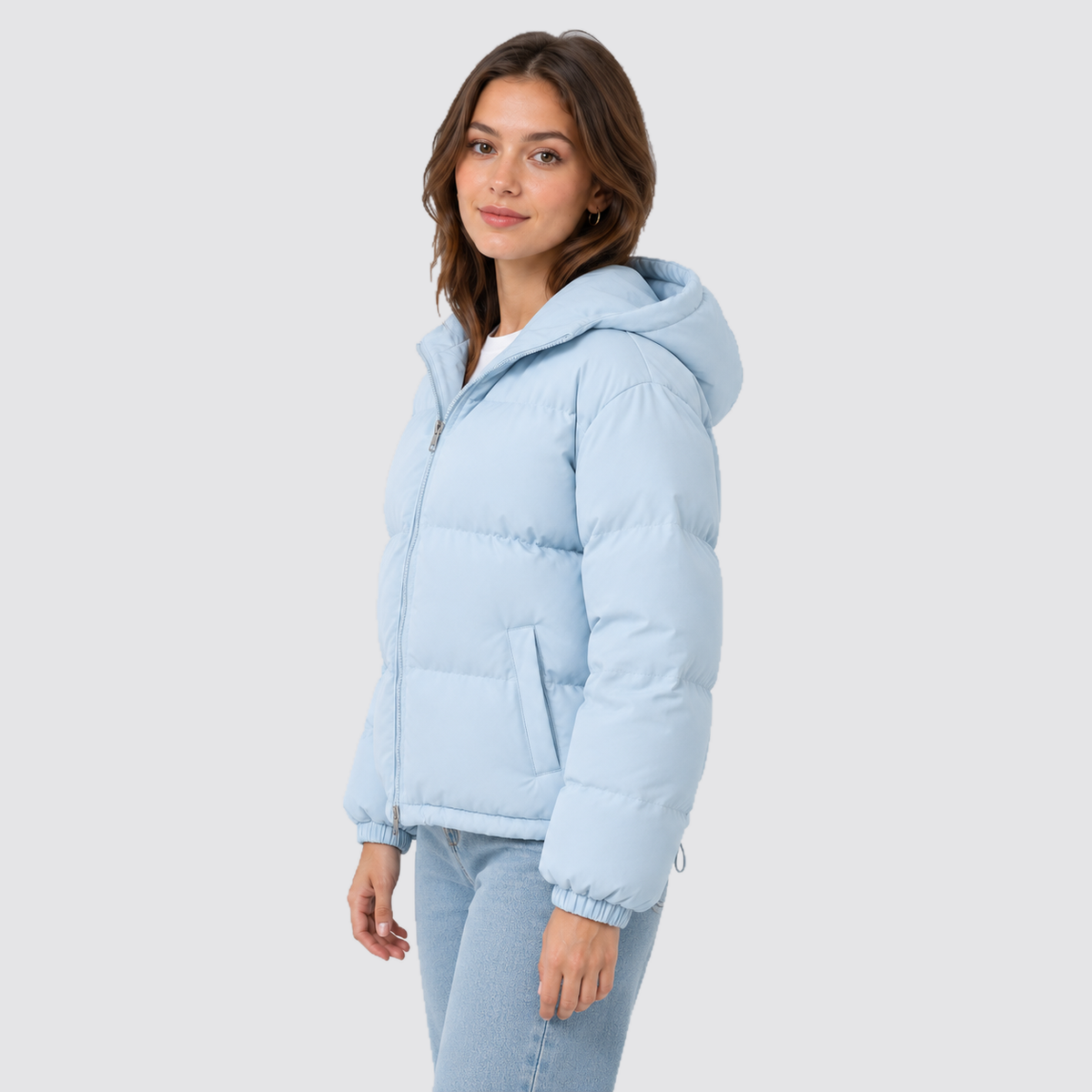 Rowenfield hooded puffer jacket - baby-blue - side