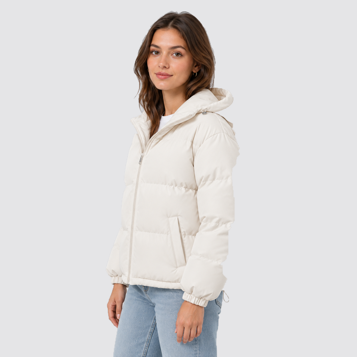 Rowenfield hooded puffer jacket - off-white - side