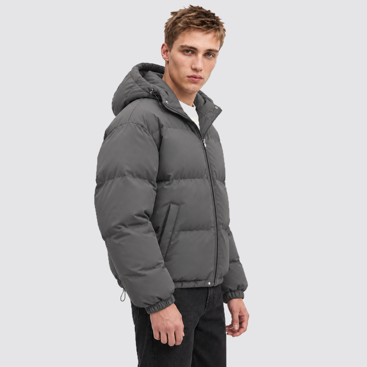 Rowenfield hooded puffer jacket - dark-gray - side