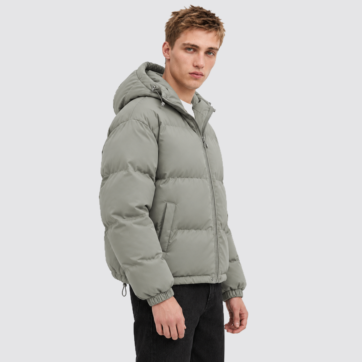 Rowenfield hooded puffer jacket - grayish-green - side